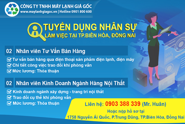 Tuyển dụng Nhân sự làm việc tại TP.Biên Hòa, Đồng Nai